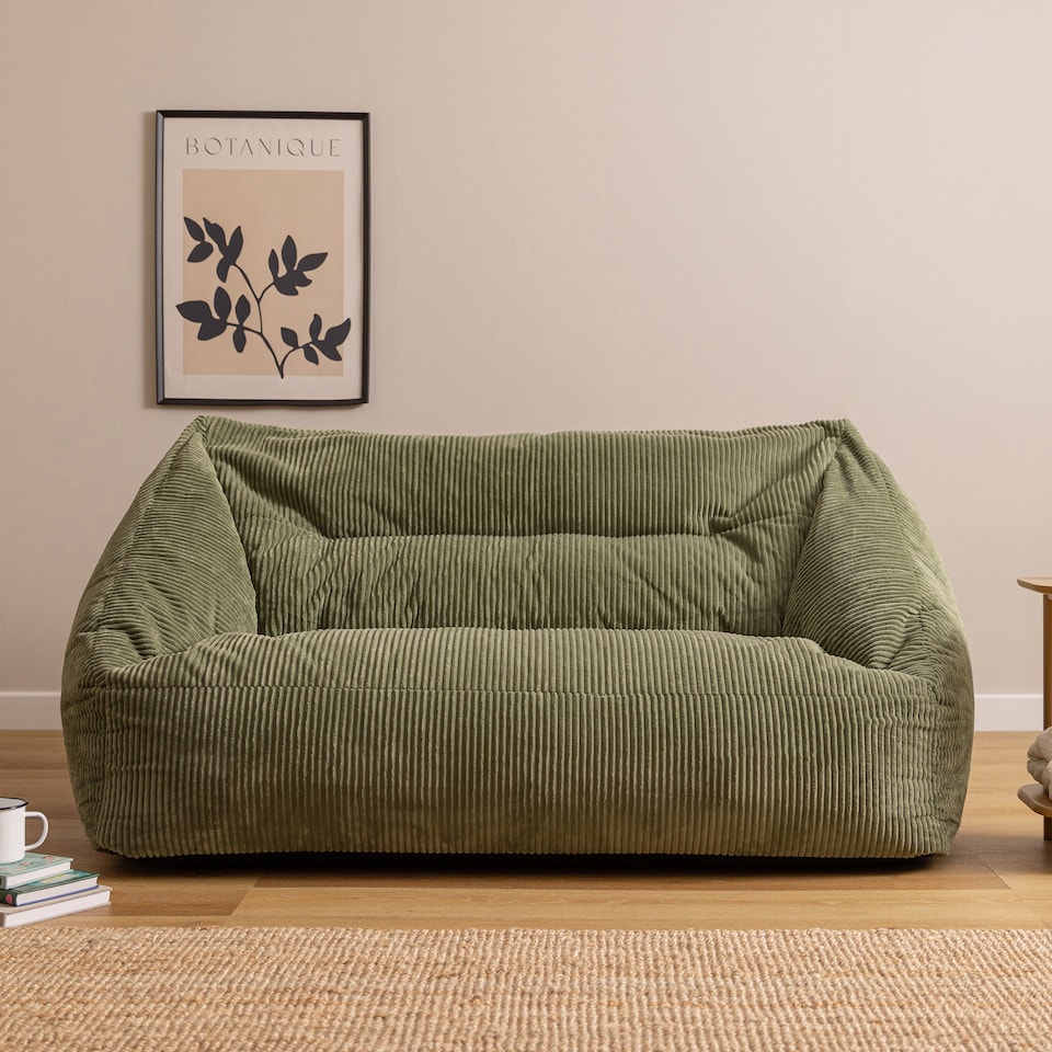 image 1 of Icon Cecilia Jumbo Cord Sofa Bean Bag, Sage Green