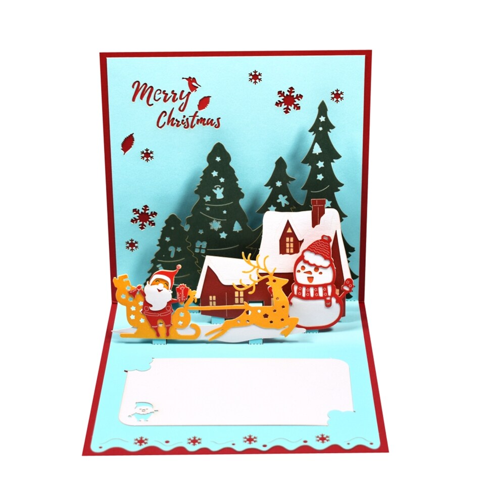 image 1 of Santa Claus and Winter Scene 3D Pop Up Christmas Card