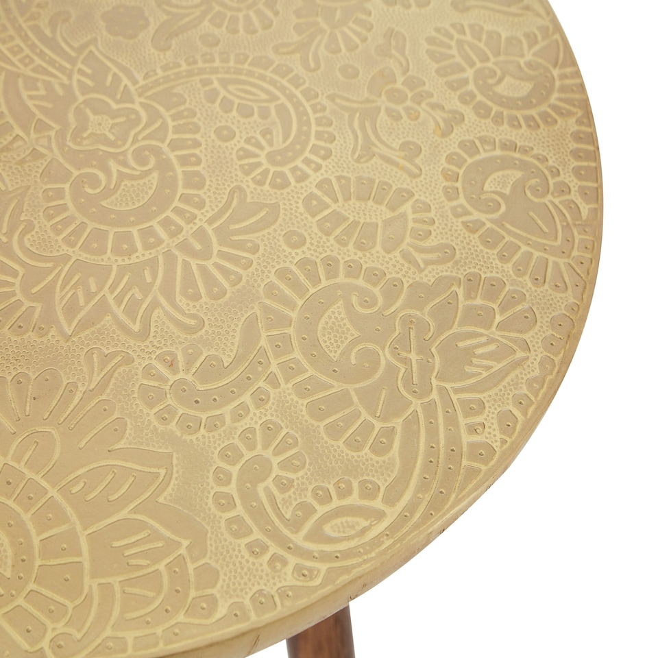 image 1 of Interiors by Premier Classic Profile Metal And Gold Finish Carve Side Table, Versatile Side Table By Couch, Sturdy Corner Table