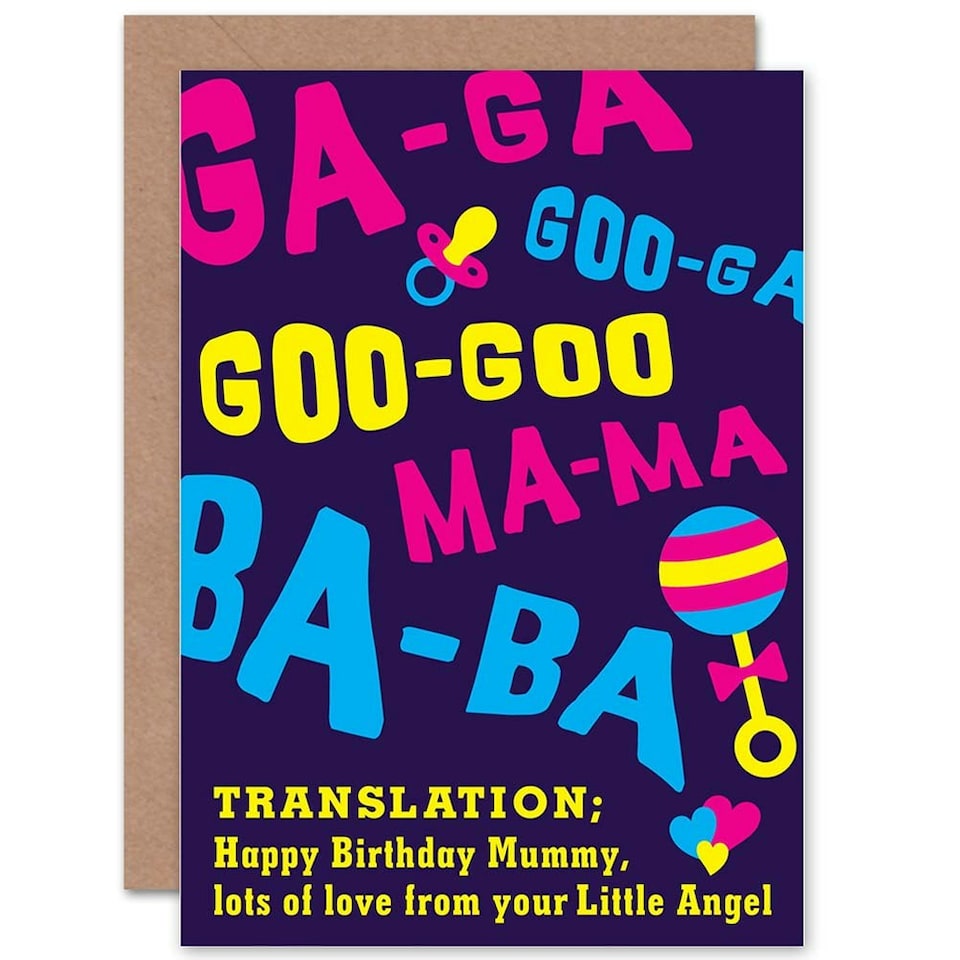 image 1 of Happy Birthday Mummy Mum From Baby Translation Funny Birthday Card
