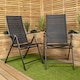 image 2 of Set of 2 Outdoor Garden Patio Multi Position Reclining Folding Chair in Black Black