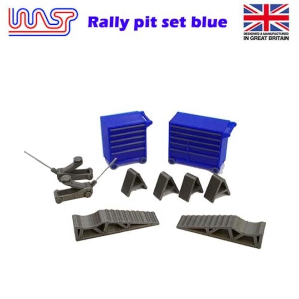 image 1 of Slot Car Trackside Scenery Rally Service Tool Set Blue 1:32 Scale WASP