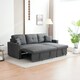 image 4 of Sofabed 3 Seater Reversible Sectional Sofa Sleeper Set with Storage Chaise, Built-in Cupholder, Decorative Rivets, Pull-out Bed, and Light Grey Fabric Grey