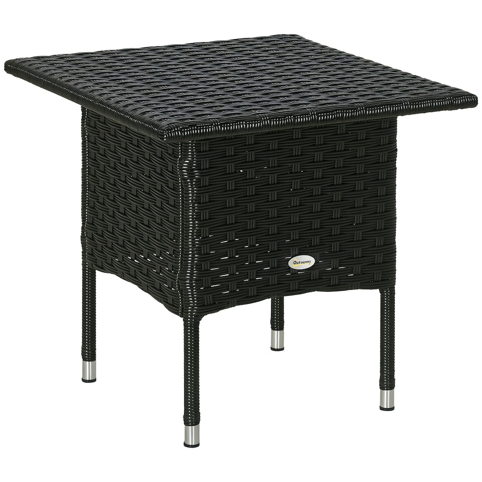 image 1 of Outsunny PE Rattan Outdoor Coffee Table, Easy Match Rattan Side Table, Brown