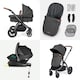 image 5 of Stomp Luxe 2-in-1 Pram – Birth to Approx. 4 Years, Foldable, All-Terrain, Rain Cover, Footmuff, Puncture-Proof Wheels & More (Black/Charcoal Grey/Tan)