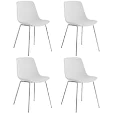 Dining Chair Mave - large plastic seat, ergonomic, high backrest, 120 kg load capacity | White | white/chrome | 4