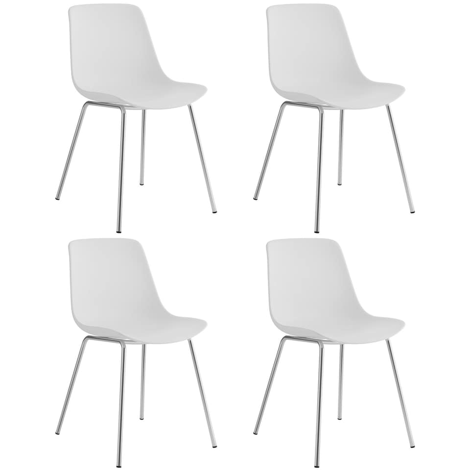 image 1 of Dining Chair Mave - large plastic seat, ergonomic, high backrest, 120 kg load capacity | White | white/chrome | 4