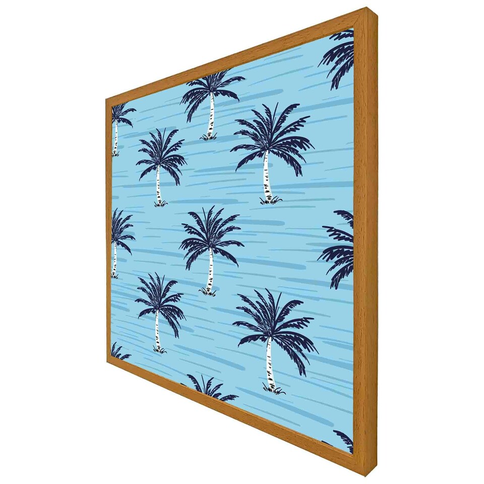 image 1 of Palm trees on blue (Picutre Frame) Black | M