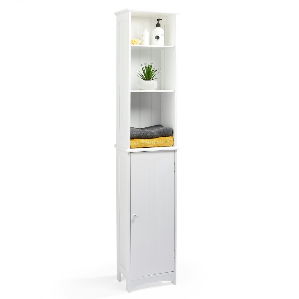 image 1 of VonHaus Holbrook White Tall Bathroom Cabinet Freestanding