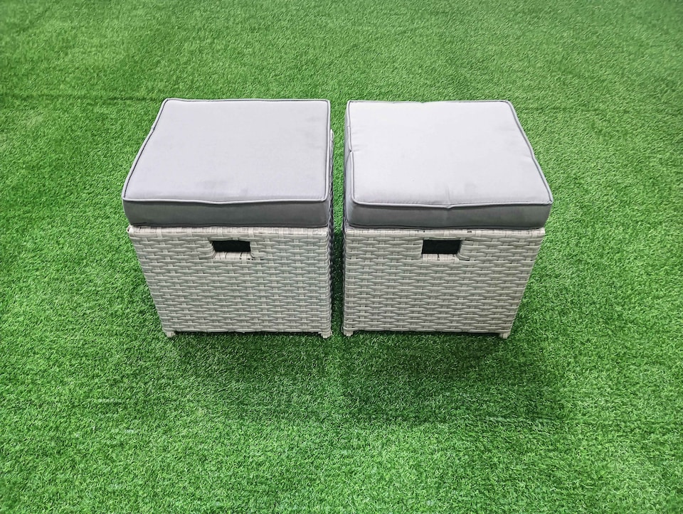 image 1 of Fimous Rattan Garden Outdoor Furniture Set 11 Seater Rattan Garden Sofa Set with 2 Small Footstools Light Grey Mixed