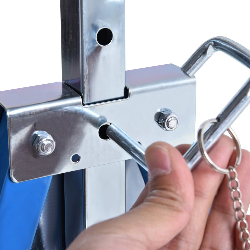 image 1 of HOMCOM Set of 2 Adjustable Telescopic Builders Trestle, DIY Steel Work Bench Carpenter, Folding Saw Horse Tools Blue