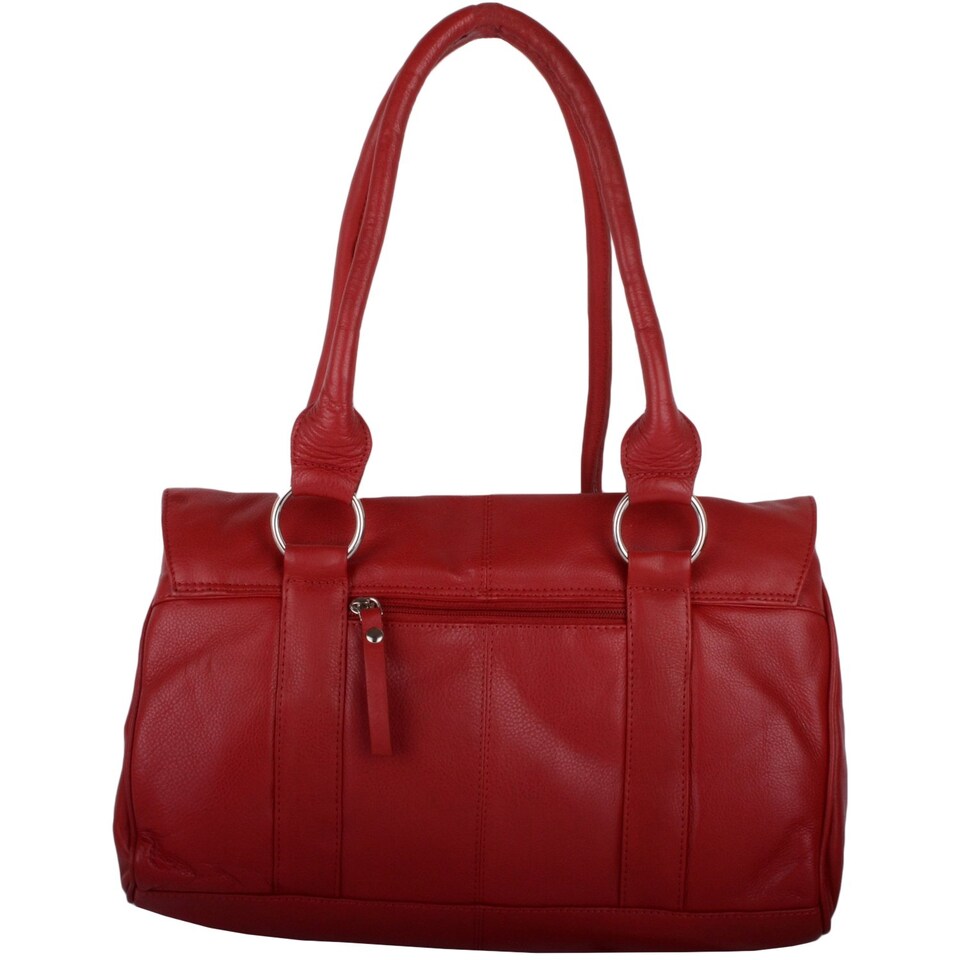 image 1 of London Leathergoods Womens Soft Premium Geunine Leather Large Shoulder / Hand Bag | Red | Red