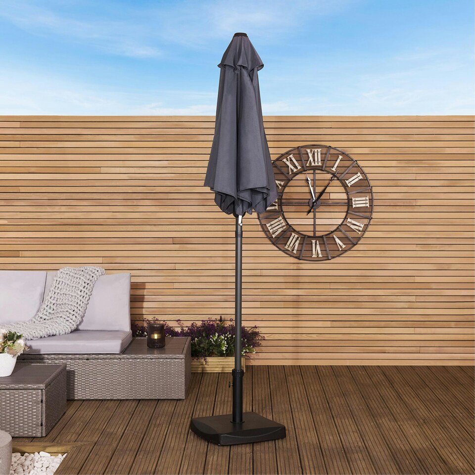 image 1 of Charles Bentley 2m Garden Patio Market Umbrella Crank Function - Black