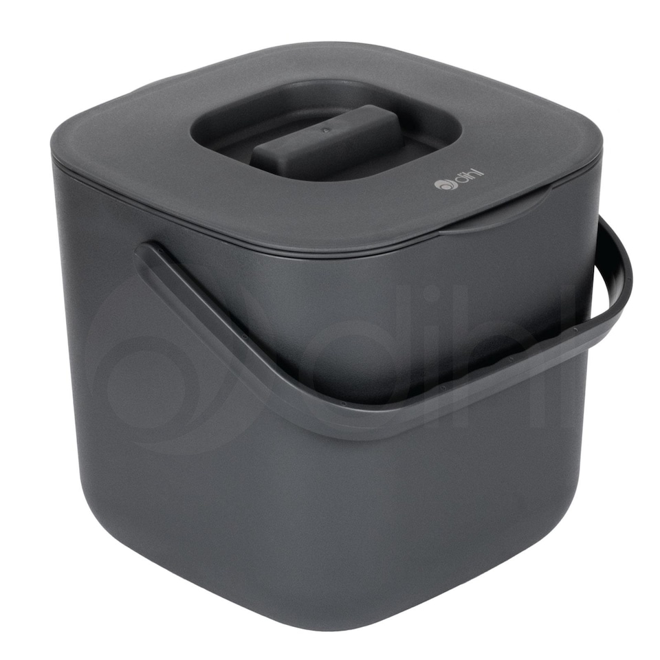image 1 of Dihl 7 Litre Indoor Kitchen Compost Caddy Bin, with Strainer and Odour Seal, 7L, Recycle Organic Waste, Anthracite