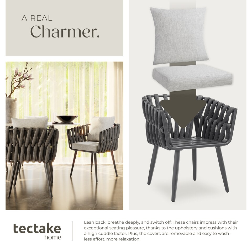 image 1 of Chair Lugano in rope design with aluminum frame | Grey | anthracite | One Size | 1