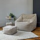 image 1 of Natalia Chenille Adults Bean Bag Armchair and Pouffe, Ready Filled Large Beanbag and Footstool Natural Beige | Cream | Beige | 2