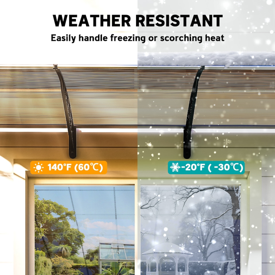 image 1 of Outsunny Door Canopy Outdoor Awning Rain Shelter for Window Porch, Brown | Brown