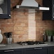 image 1 of 60 x 50cm Clear Glass Kitchen Splashback Splatter Screen Pre Drilled Holes Wall Hanging Fixings Included