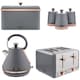 image 1 of Tower Grey & Rose Gold Pyramid Kettle Toaster Bread Bin & Canisters Set