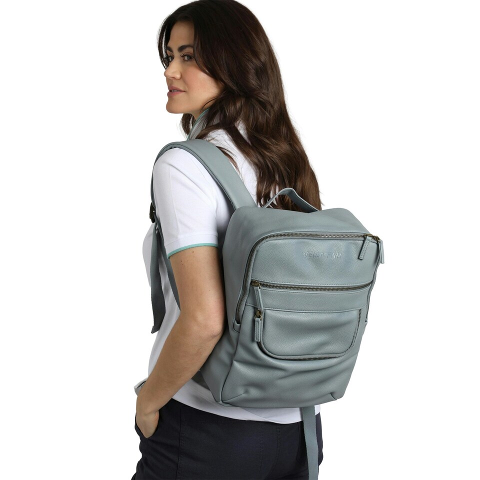 image 1 of Weird Fish Apperly Faux Leather Backpack - Mineral Blue - One Size
