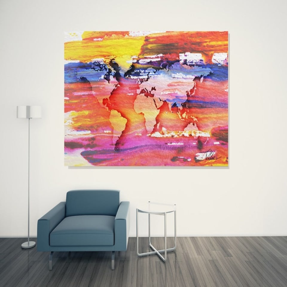 image 1 of Painty Map (Canvas Print) 44" x 30"