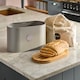 image 2 of Cooks Professional Ribbed Bread Bin, Linen Bag & Bamboo Board Set with Silver Label | Grey | Grey & Siler | 1