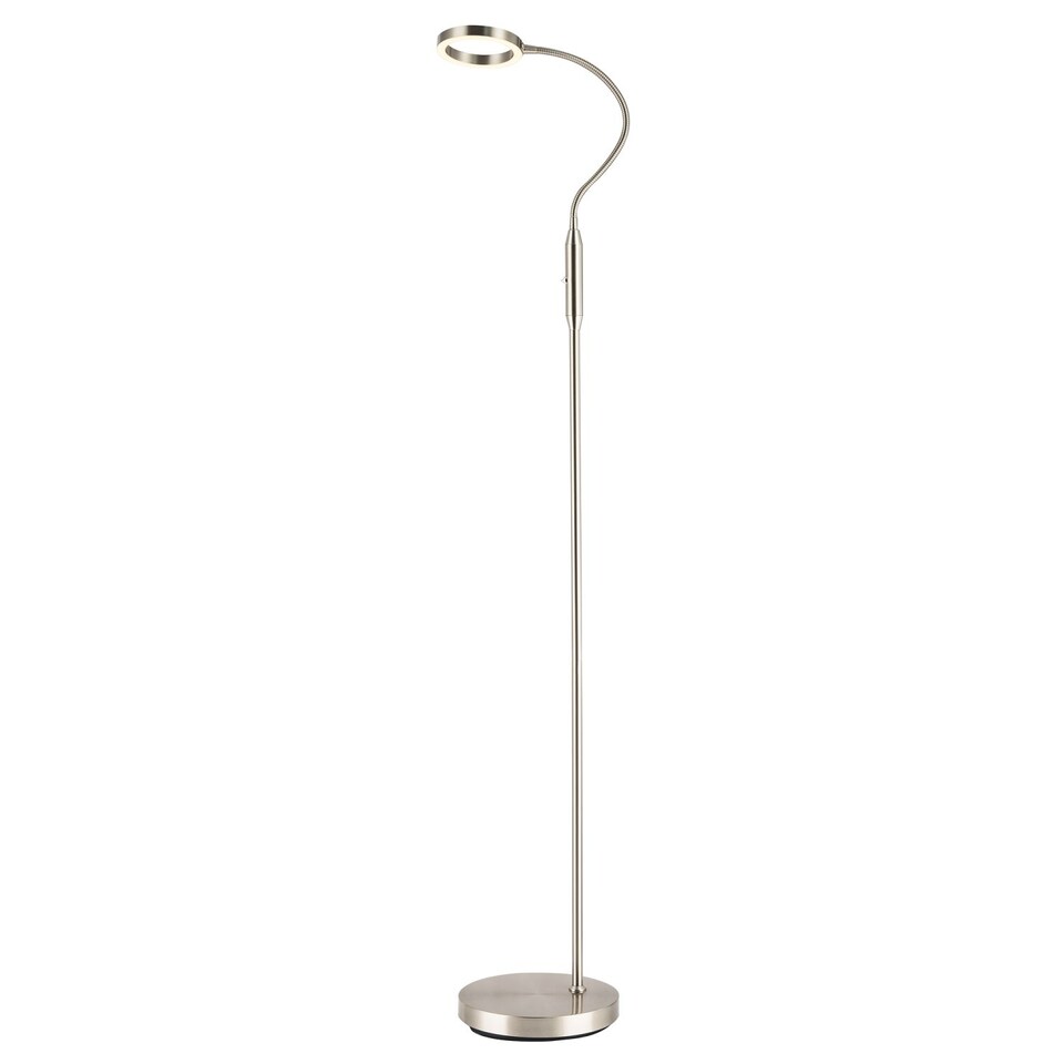 image 1 of Modern Nickel Task Floor Lamp with LED Halo Ring and CCT Memory Dimmer