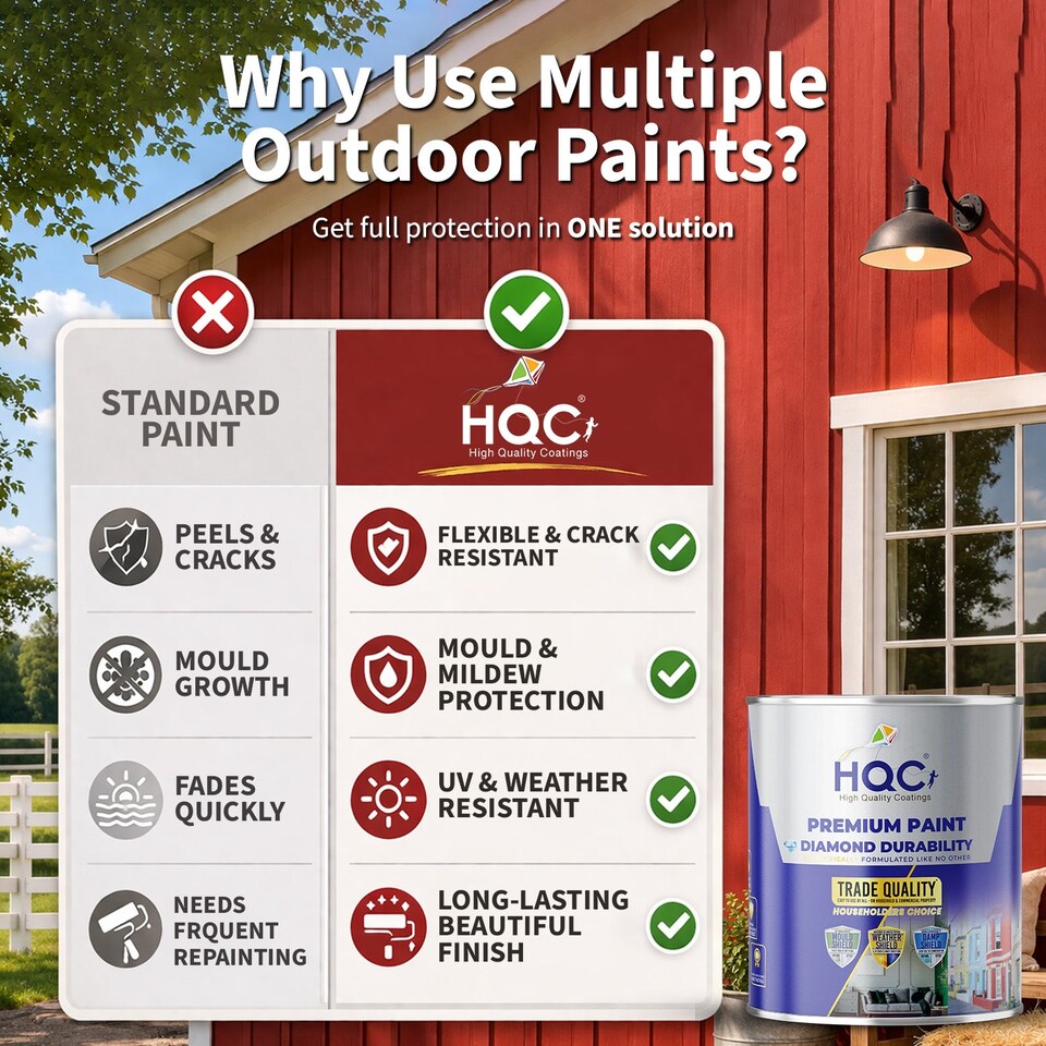 image 1 of HQC Barn Paint - Long-lasting Barn, Shed, Fence And All Other Wood Protection - White - 20L