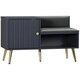 image 6 of HOMCOM Upholstered Entryway Shoe Bench with Storage Cabinet Open Shelf Grey