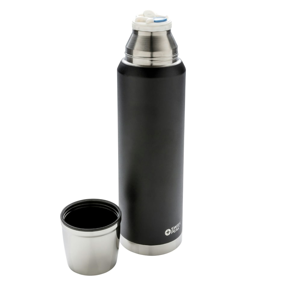 image 1 of Swiss Peak Elite Copper Vacuum Insulation 1L Flask - Black - One Size