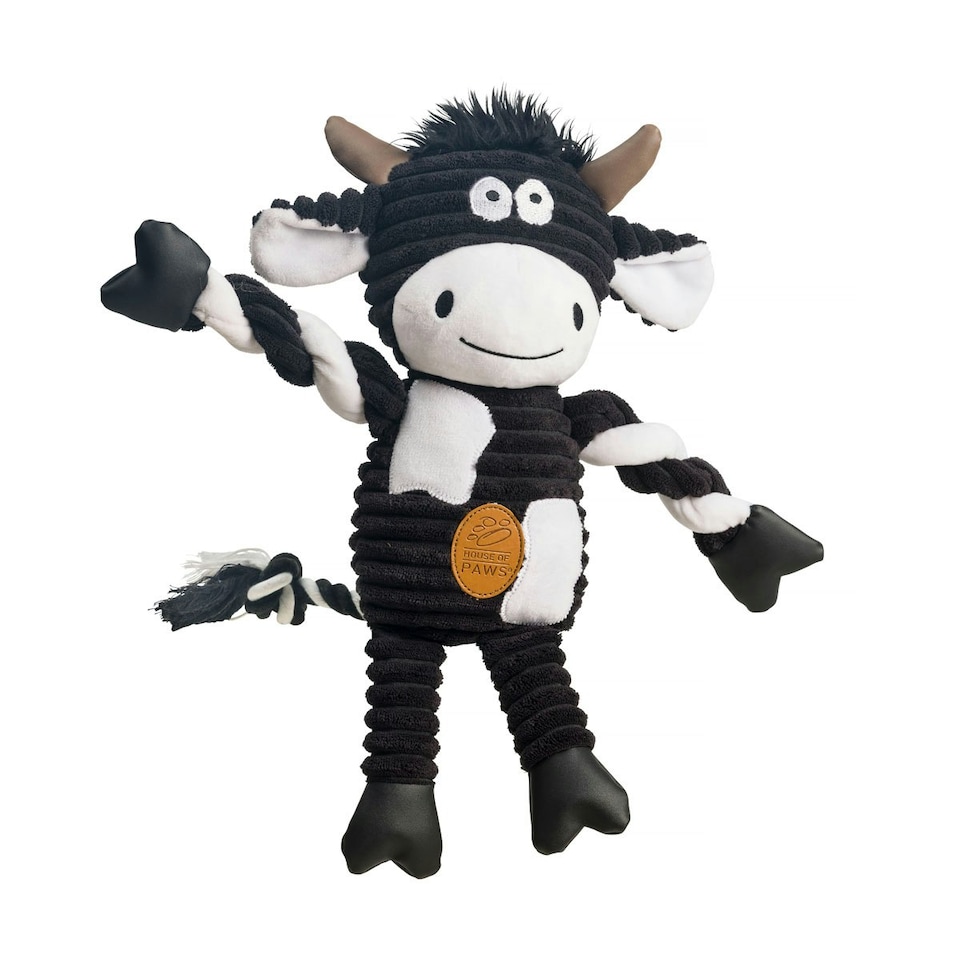 House Of Paws Cow Dog Toy - Black/White - 38cm