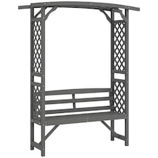 Outsunny Arch Pergola Garden Bench, Wooden Garden Arbour with Seat, Grey 