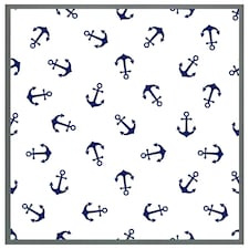 Navy anchors on white (Picture Frame) Grey | XS