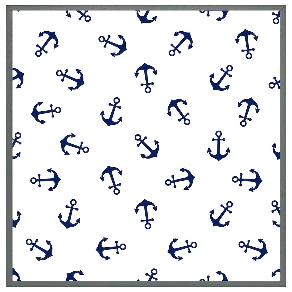 image 1 of Navy anchors on white (Picture Frame) Grey | XS