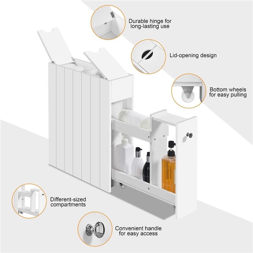 image 1 of Yaheetech Compact Freestanding Bathroom Organizer White White