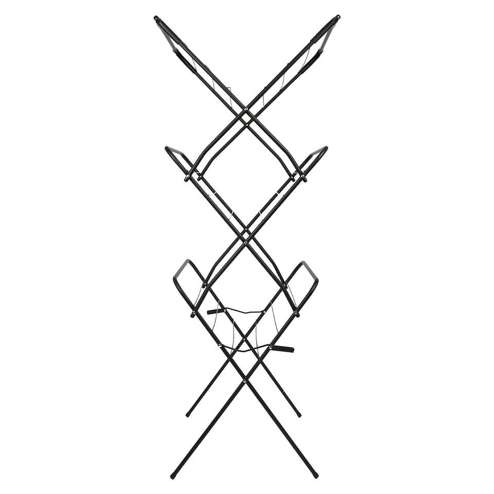 image 1 of Harbour Housewares Foldable Clothes Airer - 3 Tier - Black