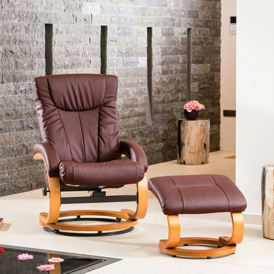 image 1 of Modena Swivel Recliner with Massage and Heat Burgundy