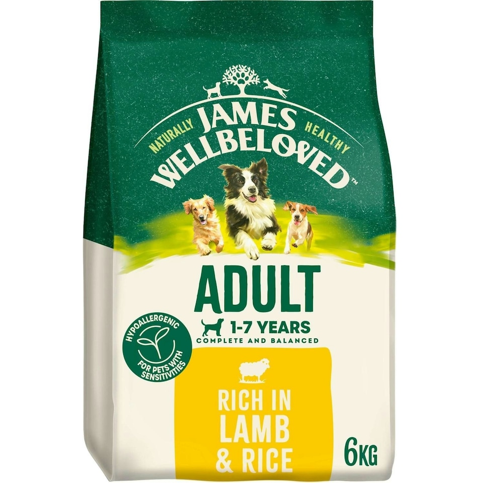 image 1 of James Wellbeloved Natural Adult Complete Dry Dog Food Lamb & Rice 6kg