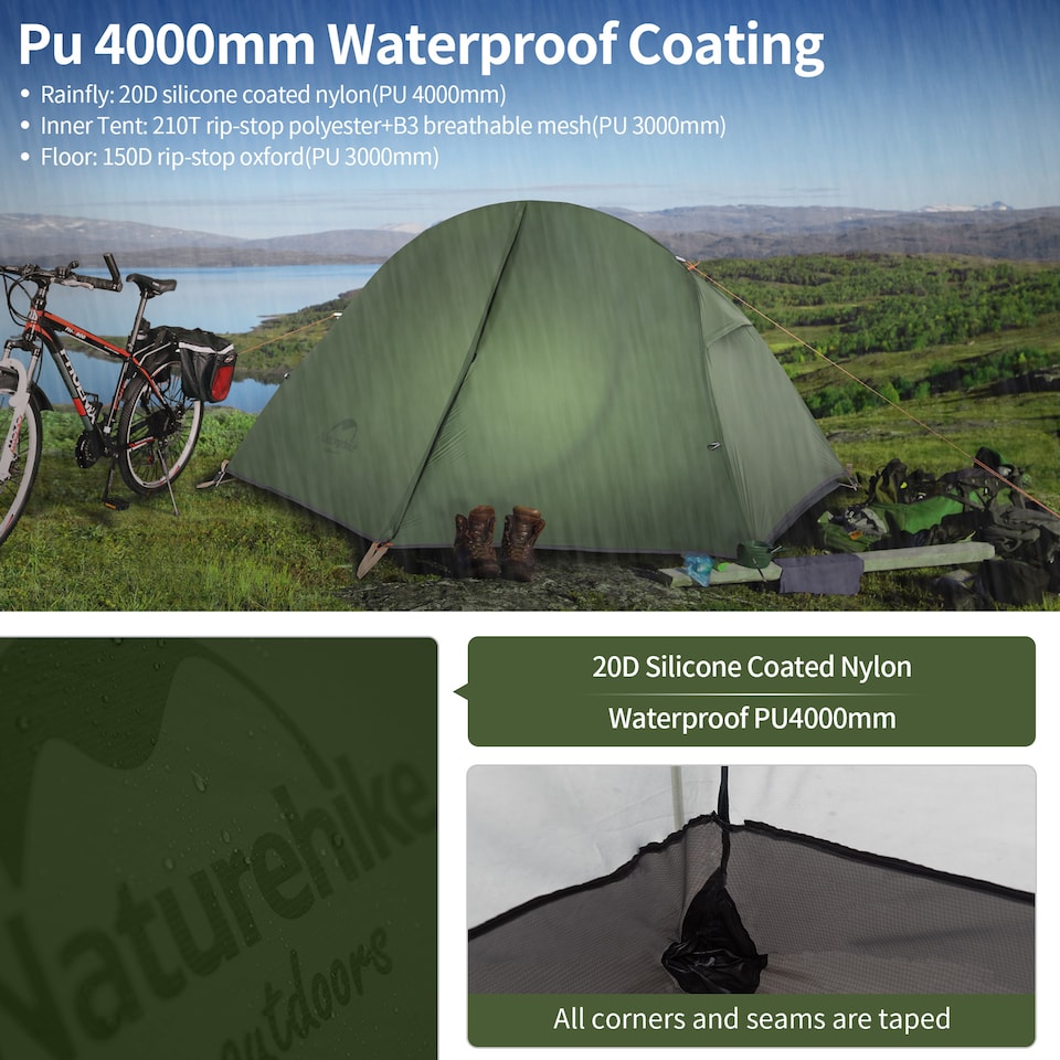 image 1 of Cycling Ultralight 1 Man Tent + Mat | Green | Forest Green