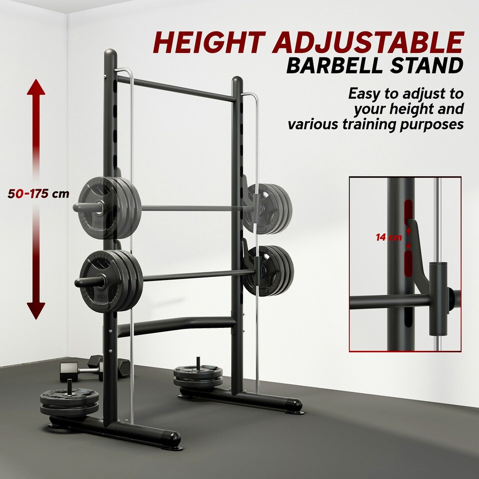 image 1 of HOMCOM Adjustable Squat Rack with Pull Up Bar and Barbell Bar for Home Gym