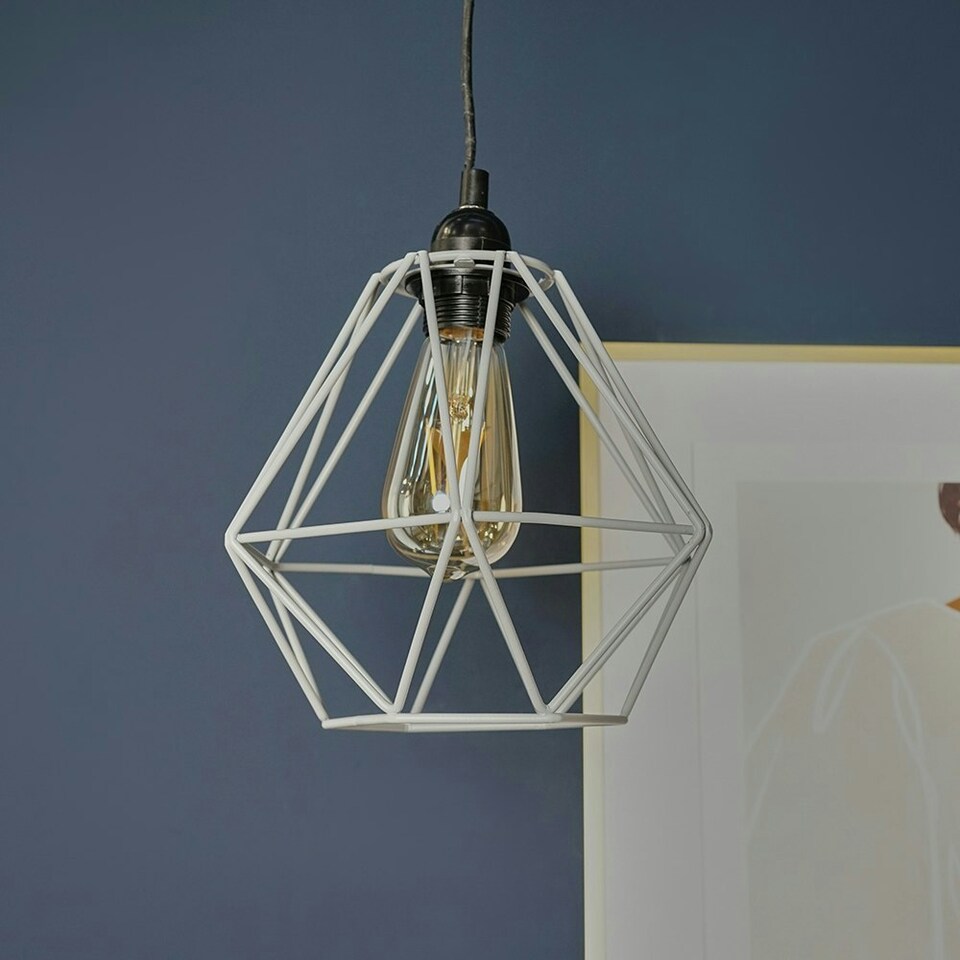 image 1 of ValueLights Modern Geometric Grey Metal Cage Ceiling Pendant Light Shade