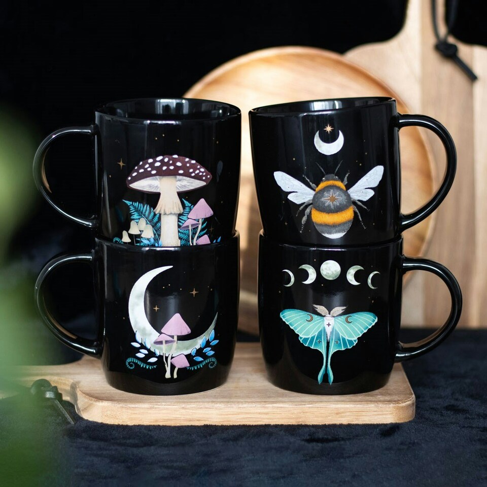 image 1 of Dark Forest Mugs Set Of 4 Blue