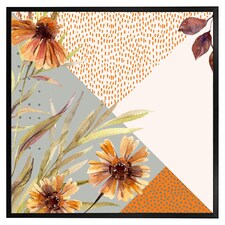 Autumn geometric shapes and flowers (Picture Frame) Black | XS
