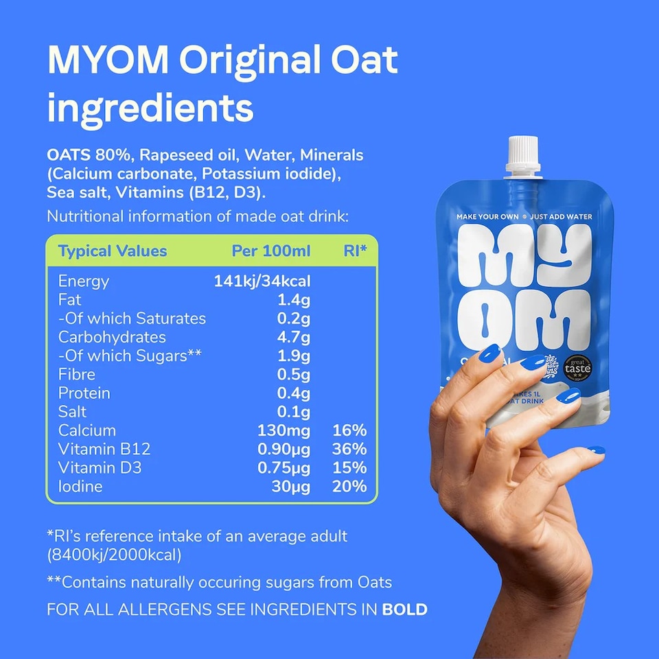 image 1 of MYOM 1L Original Oat Milk-Free Drink Premix Case