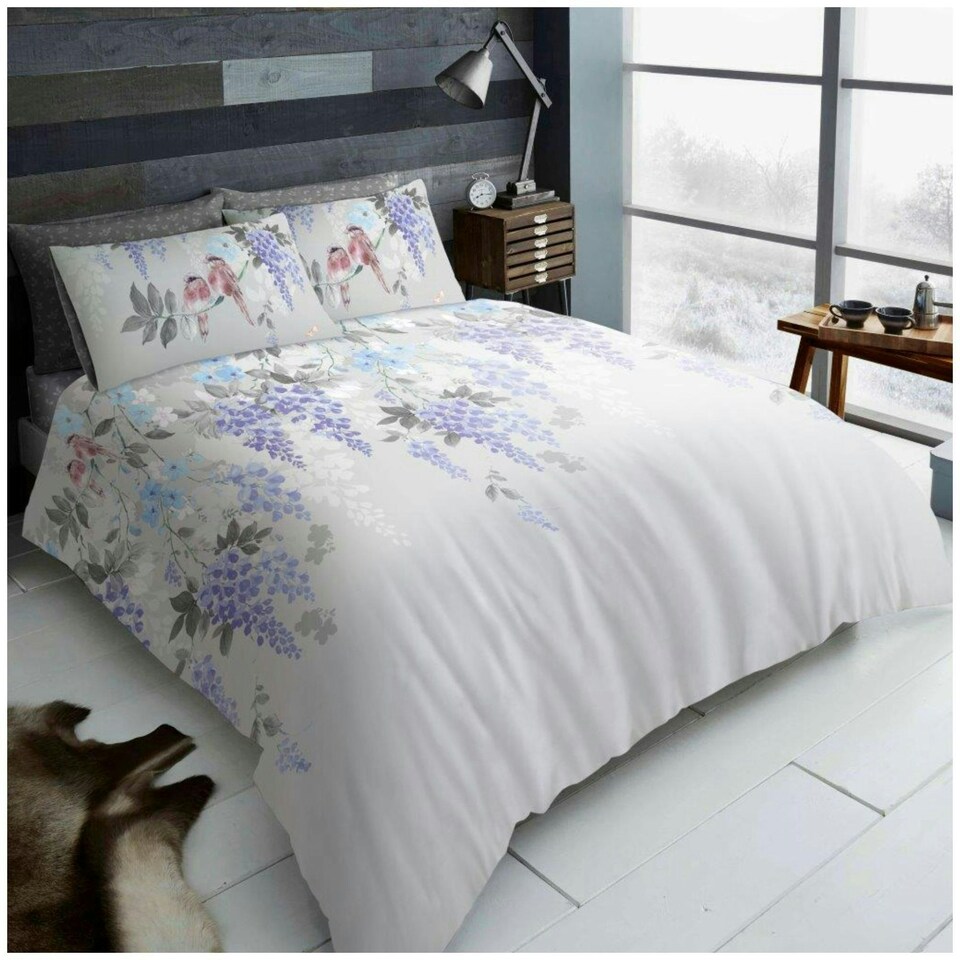 image 1 of VELVETIO Hermione Complete Duvet Cover Set with Fitted Sheet Cosy Quilt Coverlet Grey | King