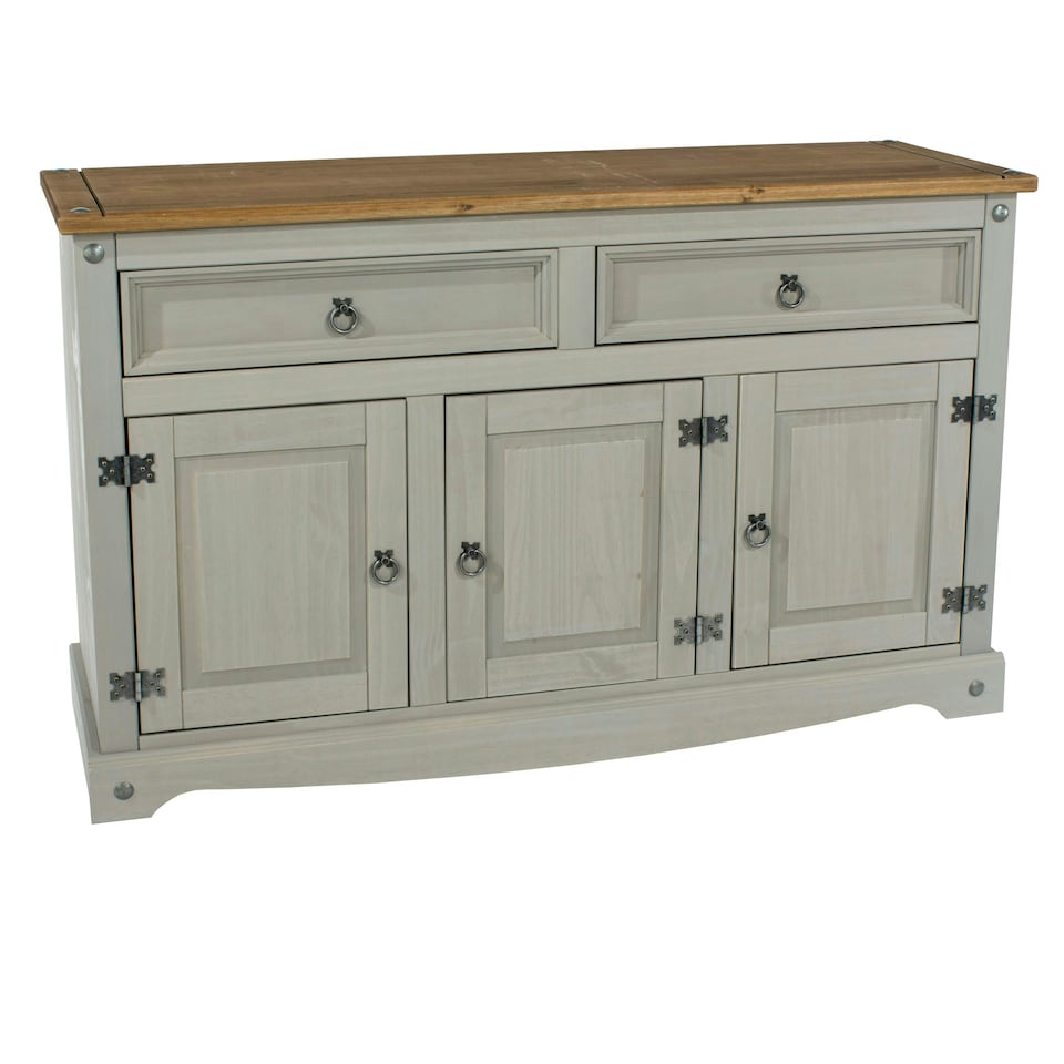 image 1 of Core Products Corona Grey Premium Medium Sideboard With 3 Doors & 2 Drawers H80.6cm x W132.0cm x D43.0cm Grey