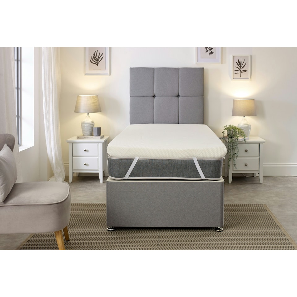 image 1 of Westwood Fabric Mattress Topper - 3" Deep, Plush Comfort, Breathable Design | White | Small Double