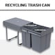 image 3 of HOMCOM Pull Out Bin with Soft Close and Handle, Kitchen Under Sink Bin with 3 Removable Compartments for Recycling and Waste, 40L (1x20L+2x10L), Grey