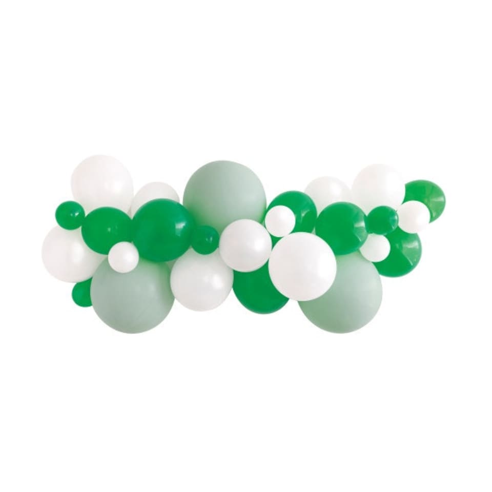 image 1 of White, Ivory & Green Matte Latex Balloon Arch Kit
