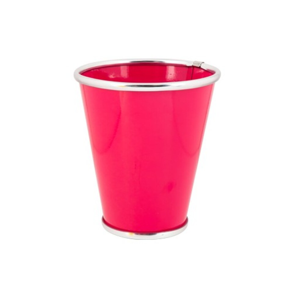 Decorative Large Tin Colourful Plant Pot 17cm | Pink | Pink | S | 1